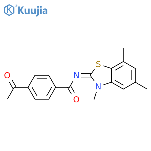4-acetyl-N-(2Z)-3,5,7-trimethyl-2,3-dihydro-1,3-benzothiazol-2-ylidenebenzamide structure