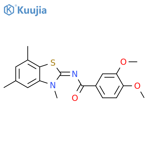 3,4-dimethoxy-N-(2Z)-3,5,7-trimethyl-2,3-dihydro-1,3-benzothiazol-2-ylidenebenzamide structure