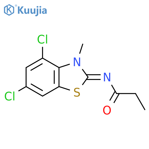 N-(2Z)-4,6-dichloro-3-methyl-2,3-dihydro-1,3-benzothiazol-2-ylidenepropanamide structure