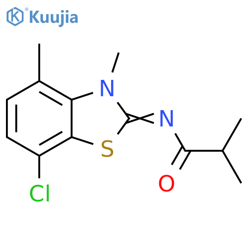 N-(2Z)-7-chloro-3,4-dimethyl-2,3-dihydro-1,3-benzothiazol-2-ylidene-2-methylpropanamide structure