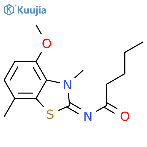 N-(2Z)-4-methoxy-3,7-dimethyl-2,3-dihydro-1,3-benzothiazol-2-ylidenepentanamide structure