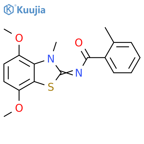 N-(2Z)-4,7-dimethoxy-3-methyl-2,3-dihydro-1,3-benzothiazol-2-ylidene-2-methylbenzamide structure
