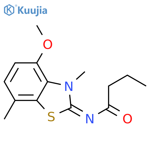 N-(2Z)-4-methoxy-3,7-dimethyl-2,3-dihydro-1,3-benzothiazol-2-ylidenebutanamide structure
