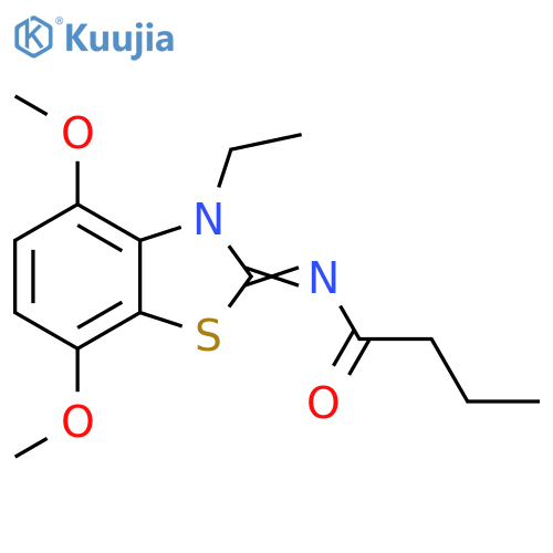 N-(2Z)-3-ethyl-4,7-dimethoxy-2,3-dihydro-1,3-benzothiazol-2-ylidenebutanamide structure