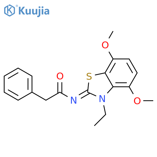 N-(2Z)-3-ethyl-4,7-dimethoxy-2,3-dihydro-1,3-benzothiazol-2-ylidene-2-phenylacetamide structure