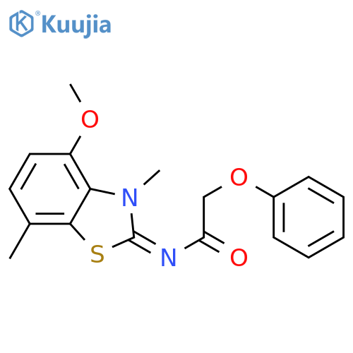 N-(2Z)-4-methoxy-3,7-dimethyl-2,3-dihydro-1,3-benzothiazol-2-ylidene-2-phenoxyacetamide structure