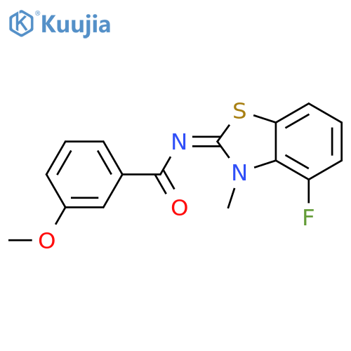 N-(2Z)-4-fluoro-3-methyl-2,3-dihydro-1,3-benzothiazol-2-ylidene-3-methoxybenzamide structure