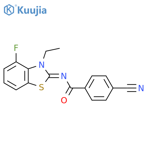 4-cyano-N-(2Z)-3-ethyl-4-fluoro-2,3-dihydro-1,3-benzothiazol-2-ylidenebenzamide structure