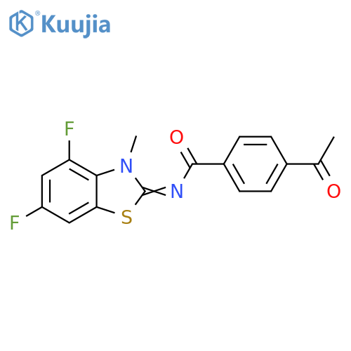 4-acetyl-N-(2Z)-4,6-difluoro-3-methyl-2,3-dihydro-1,3-benzothiazol-2-ylidenebenzamide structure