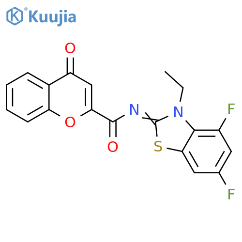 N-(2Z)-3-ethyl-4,6-difluoro-2,3-dihydro-1,3-benzothiazol-2-ylidene-4-oxo-4H-chromene-2-carboxamide structure