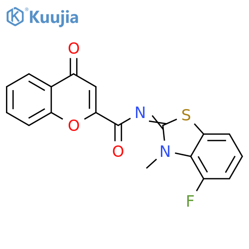 N-(2Z)-4-fluoro-3-methyl-2,3-dihydro-1,3-benzothiazol-2-ylidene-4-oxo-4H-chromene-2-carboxamide structure