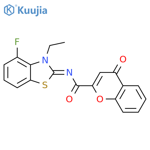 N-(2Z)-3-ethyl-4-fluoro-2,3-dihydro-1,3-benzothiazol-2-ylidene-4-oxo-4H-chromene-2-carboxamide structure