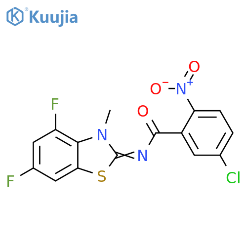 5-chloro-N-(2Z)-4,6-difluoro-3-methyl-2,3-dihydro-1,3-benzothiazol-2-ylidene-2-nitrobenzamide structure