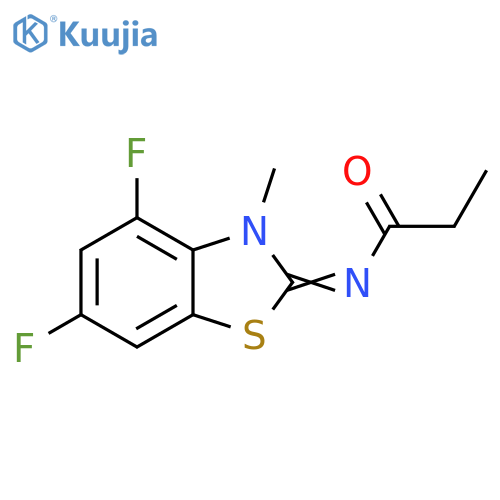 N-(2Z)-4,6-difluoro-3-methyl-2,3-dihydro-1,3-benzothiazol-2-ylidenepropanamide structure