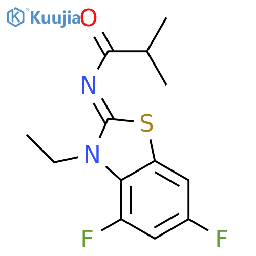 N-(2Z)-3-ethyl-4,6-difluoro-2,3-dihydro-1,3-benzothiazol-2-ylidene-2-methylpropanamide structure