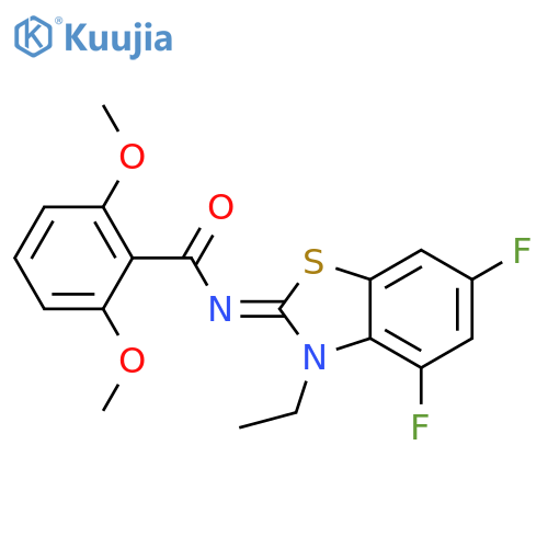 N-(2Z)-3-ethyl-4,6-difluoro-2,3-dihydro-1,3-benzothiazol-2-ylidene-2,6-dimethoxybenzamide structure