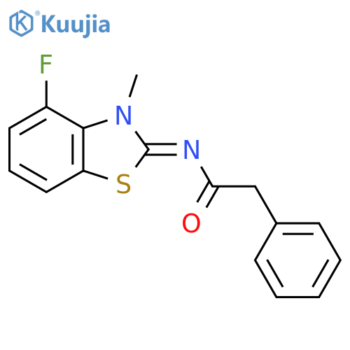 N-(2Z)-4-fluoro-3-methyl-2,3-dihydro-1,3-benzothiazol-2-ylidene-2-phenylacetamide structure