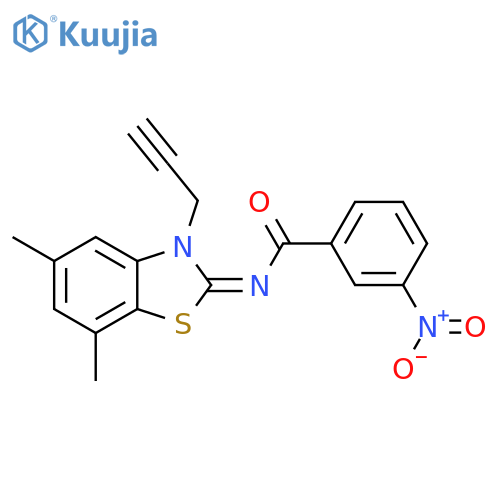 N-(2Z)-5,7-dimethyl-3-(prop-2-yn-1-yl)-2,3-dihydro-1,3-benzothiazol-2-ylidene-3-nitrobenzamide structure