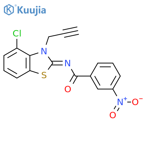 N-(2Z)-4-chloro-3-(prop-2-yn-1-yl)-2,3-dihydro-1,3-benzothiazol-2-ylidene-3-nitrobenzamide structure
