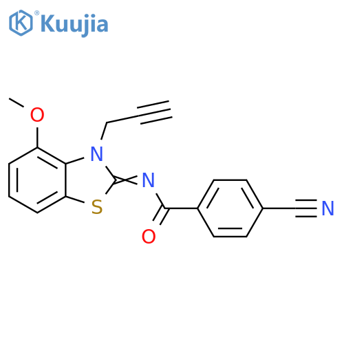 4-cyano-N-(2Z)-4-methoxy-3-(prop-2-yn-1-yl)-2,3-dihydro-1,3-benzothiazol-2-ylidenebenzamide structure