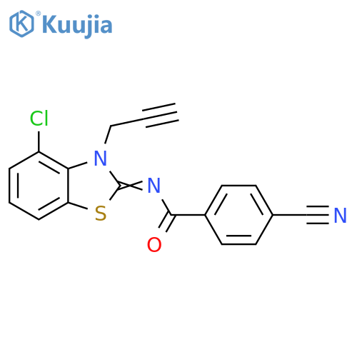 N-(2Z)-4-chloro-3-(prop-2-yn-1-yl)-2,3-dihydro-1,3-benzothiazol-2-ylidene-4-cyanobenzamide structure