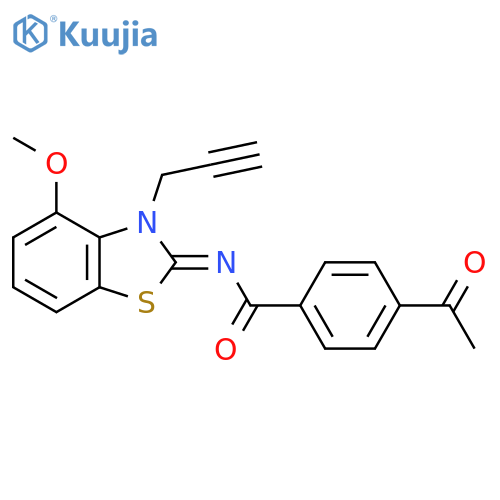 4-acetyl-N-(2Z)-4-methoxy-3-(prop-2-yn-1-yl)-2,3-dihydro-1,3-benzothiazol-2-ylidenebenzamide structure