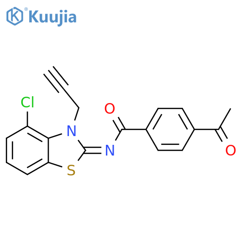 4-acetyl-N-(2Z)-4-chloro-3-(prop-2-yn-1-yl)-2,3-dihydro-1,3-benzothiazol-2-ylidenebenzamide structure