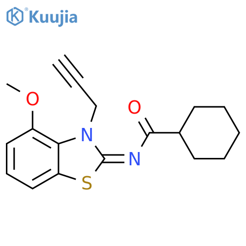 N-(2Z)-4-methoxy-3-(prop-2-yn-1-yl)-2,3-dihydro-1,3-benzothiazol-2-ylidenecyclohexanecarboxamide structure