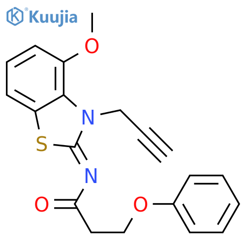 N-(2Z)-4-methoxy-3-(prop-2-yn-1-yl)-2,3-dihydro-1,3-benzothiazol-2-ylidene-3-phenoxypropanamide structure