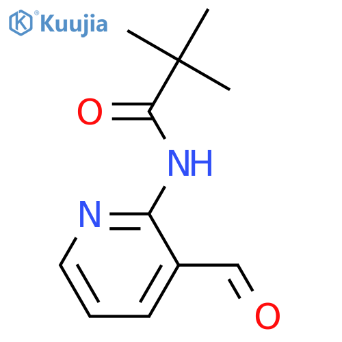 N-(3-formyl-2-pyridinyl)-2,2-dimethylpropanamide structure