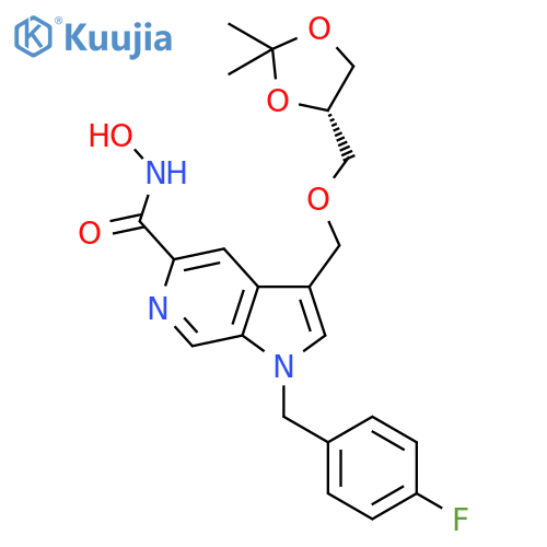 1H-PYRROLO[2,3-C]PYRIDINE-5-CARBOXAMIDE, 3-[[[(4S)-2,2-DIMETHYL-1,3-DIOXOLAN-4-YL]METHOXY]METHYL]-1-[(4-FLUOROPHENYL)METHYL]-N-HYDROXY- structure