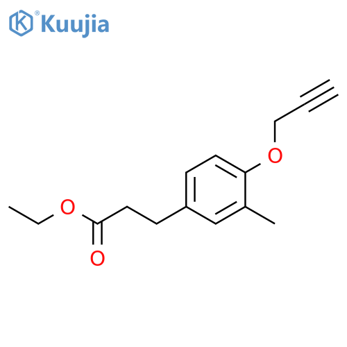 Benzenepropanoic acid, 3-methyl-4-(2-propynyloxy)-, ethyl ester structure