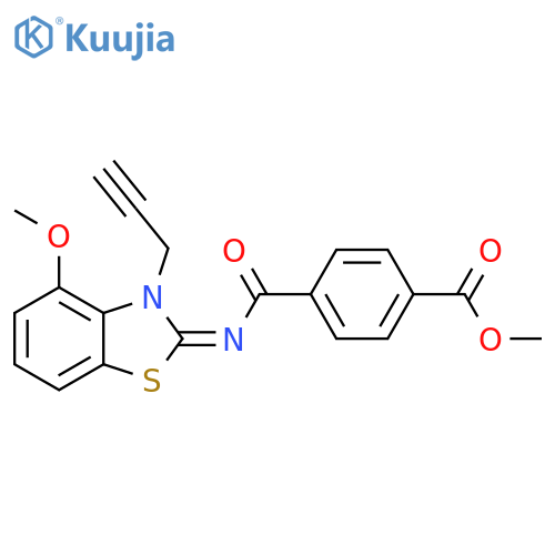 methyl 4-{(2Z)-4-methoxy-3-(prop-2-yn-1-yl)-2,3-dihydro-1,3-benzothiazol-2-ylidenecarbamoyl}benzoate structure