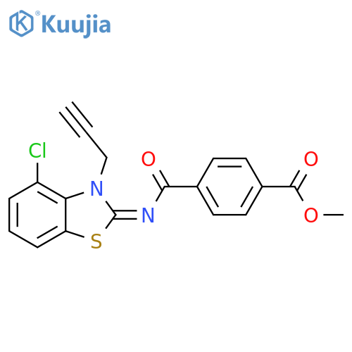 methyl 4-{(2Z)-4-chloro-3-(prop-2-yn-1-yl)-2,3-dihydro-1,3-benzothiazol-2-ylidenecarbamoyl}benzoate structure
