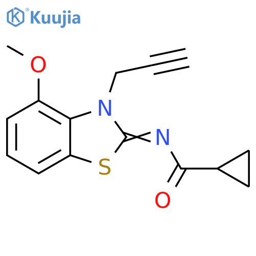 N-(2Z)-4-methoxy-3-(prop-2-yn-1-yl)-2,3-dihydro-1,3-benzothiazol-2-ylidenecyclopropanecarboxamide structure
