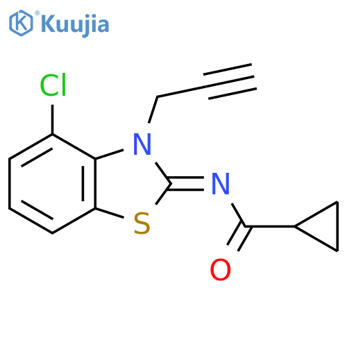 N-(2Z)-4-chloro-3-(prop-2-yn-1-yl)-2,3-dihydro-1,3-benzothiazol-2-ylidenecyclopropanecarboxamide structure