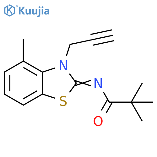 2,2-dimethyl-N-(2Z)-4-methyl-3-(prop-2-yn-1-yl)-2,3-dihydro-1,3-benzothiazol-2-ylidenepropanamide structure