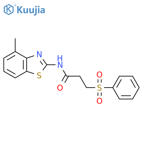3-(benzenesulfonyl)-N-(4-methyl-1,3-benzothiazol-2-yl)propanamide structure