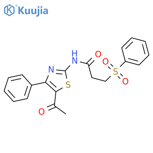 N-(5-acetyl-4-phenyl-1,3-thiazol-2-yl)-3-(benzenesulfonyl)propanamide structure
