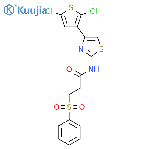 3-(benzenesulfonyl)-N-4-(2,5-dichlorothiophen-3-yl)-1,3-thiazol-2-ylpropanamide structure