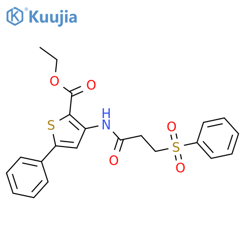 ethyl 3-3-(benzenesulfonyl)propanamido-5-phenylthiophene-2-carboxylate structure