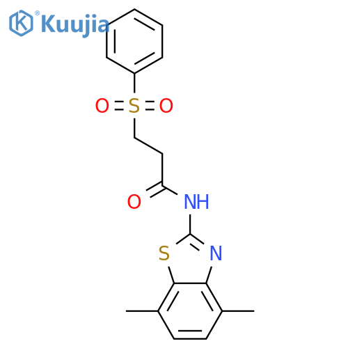 3-(benzenesulfonyl)-N-(4,7-dimethyl-1,3-benzothiazol-2-yl)propanamide structure