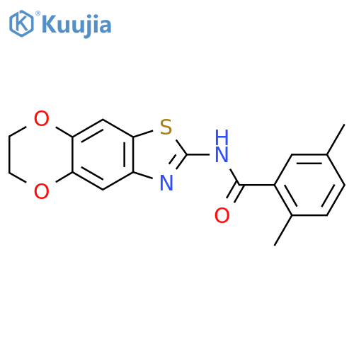 N-{10,13-dioxa-4-thia-6-azatricyclo7.4.0.0^{3,7}trideca-1,3(7),5,8-tetraen-5-yl}-2,5-dimethylbenzamide structure