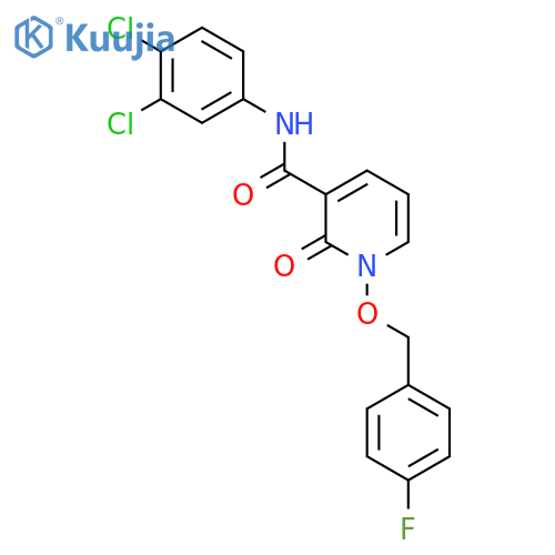 N-(3,4-dichlorophenyl)-1-(4-fluorophenyl)methoxy-2-oxo-1,2-dihydropyridine-3-carboxamide structure