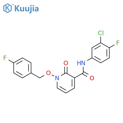 N-(3-chloro-4-fluorophenyl)-1-(4-fluorophenyl)methoxy-2-oxo-1,2-dihydropyridine-3-carboxamide structure