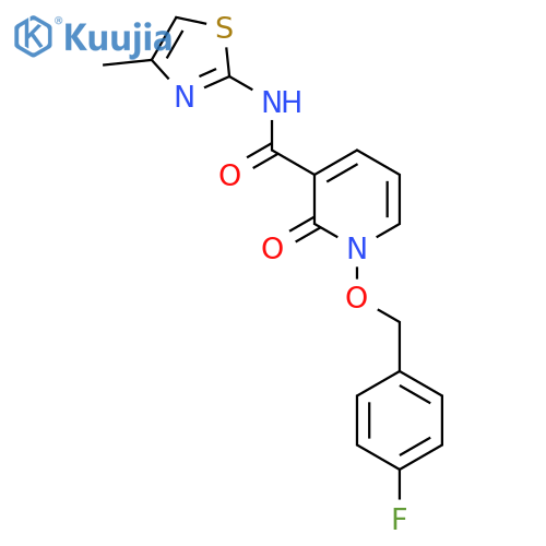1-(4-fluorophenyl)methoxy-N-(4-methyl-1,3-thiazol-2-yl)-2-oxo-1,2-dihydropyridine-3-carboxamide structure