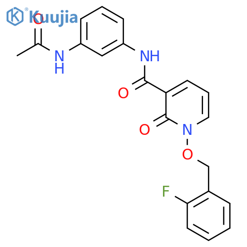 N-(3-acetamidophenyl)-1-(2-fluorophenyl)methoxy-2-oxo-1,2-dihydropyridine-3-carboxamide structure