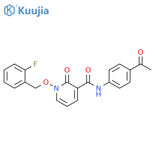 N-(4-acetylphenyl)-1-(2-fluorophenyl)methoxy-2-oxo-1,2-dihydropyridine-3-carboxamide structure