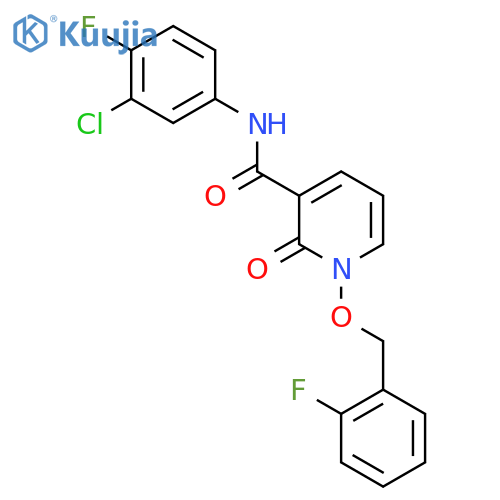 N-(3-chloro-4-fluorophenyl)-1-(2-fluorophenyl)methoxy-2-oxo-1,2-dihydropyridine-3-carboxamide structure