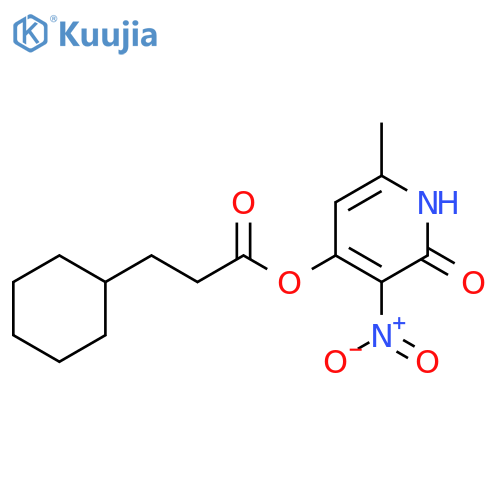 6-methyl-3-nitro-2-oxo-1,2-dihydropyridin-4-yl 3-cyclohexylpropanoate structure